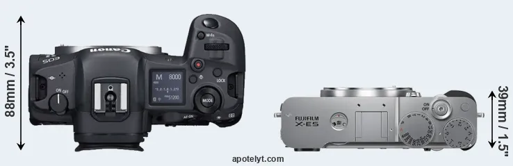 Compare R5 versus X-E5 top