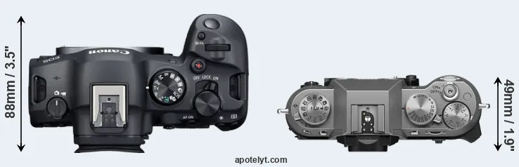 Compare R6 Mark II versus X-T50 top