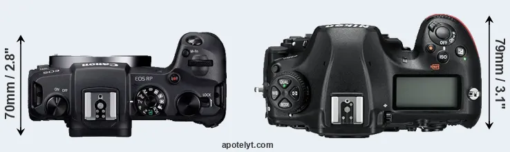 Compare RP versus D850 top