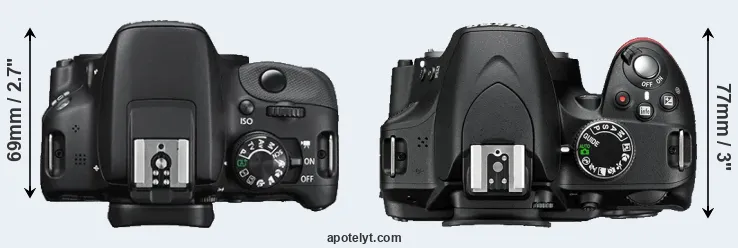 Compare SL1 versus D3200 top