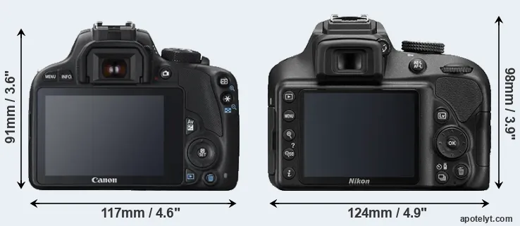 Comparison SL1 or D3400 rear