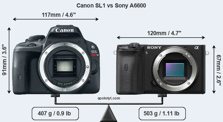 Size Canon SL1 vs Sony A6600