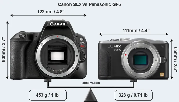 Size Canon SL2 vs Panasonic GF6