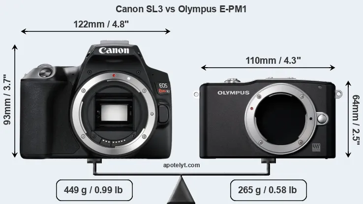 Size Canon SL3 vs Olympus E-PM1
