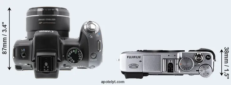 Compare SX10 versus X-E1 top