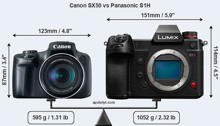 Size Canon SX50 vs Panasonic S1H