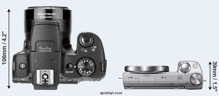 Compare SX50 versus NEX-5T top