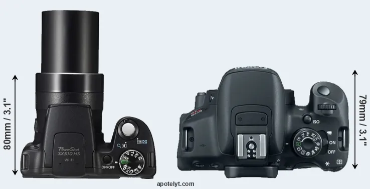 Compare SX510 versus T5i top