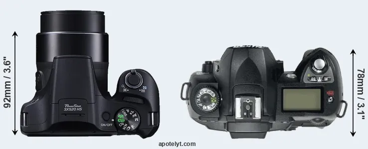 Compare SX520 versus D70 top