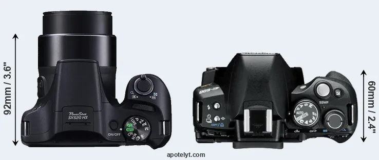 Compare SX520 versus E-600 top