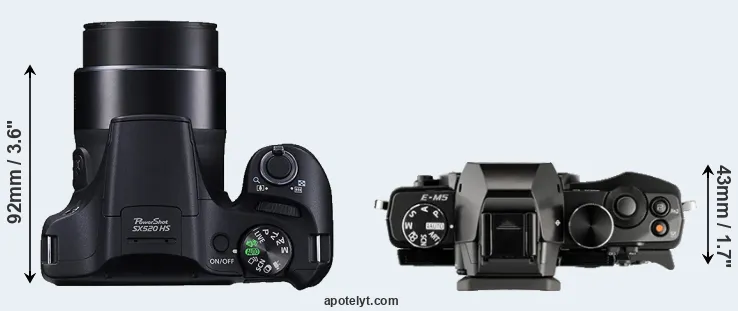 Compare SX520 versus E-M5 top