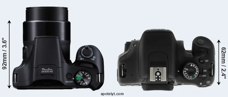 Compare SX530 versus T2i top