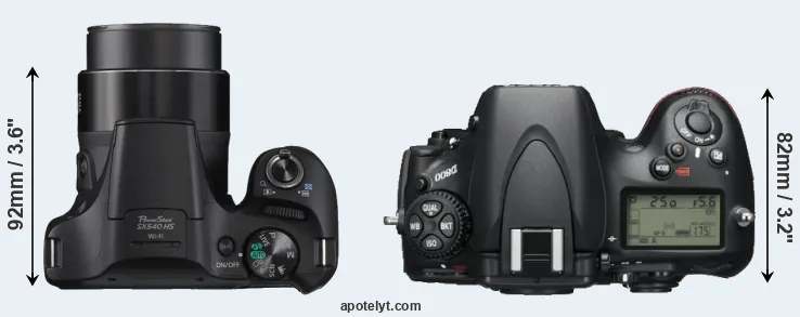 Compare SX540 versus D800 top