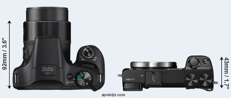 Compare SX540 versus NEX-7 top
