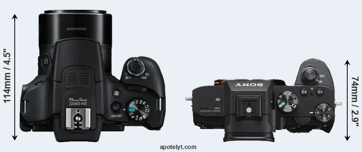Compare SX60 versus A7 III top