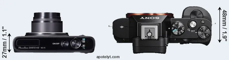 Compare SX610 versus A7S top
