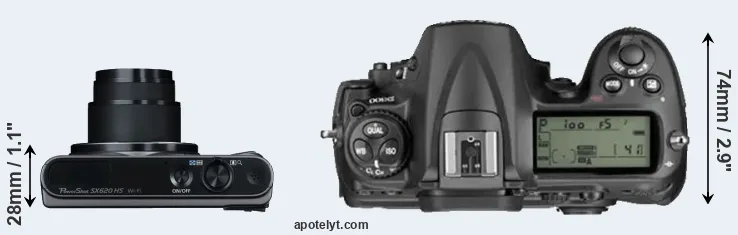 Compare SX620 versus D300 top