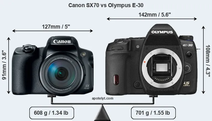 Size Canon SX70 vs Olympus E-30