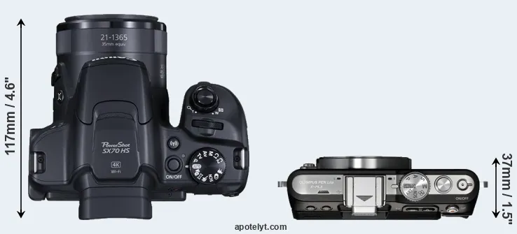 Compare SX70 versus E-PL3 top