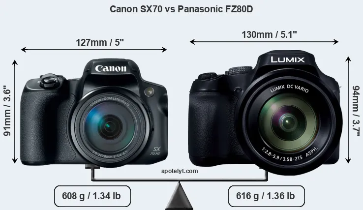 Size Canon SX70 vs Panasonic FZ80D