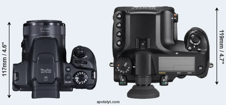 Compare SX70 versus 645D top