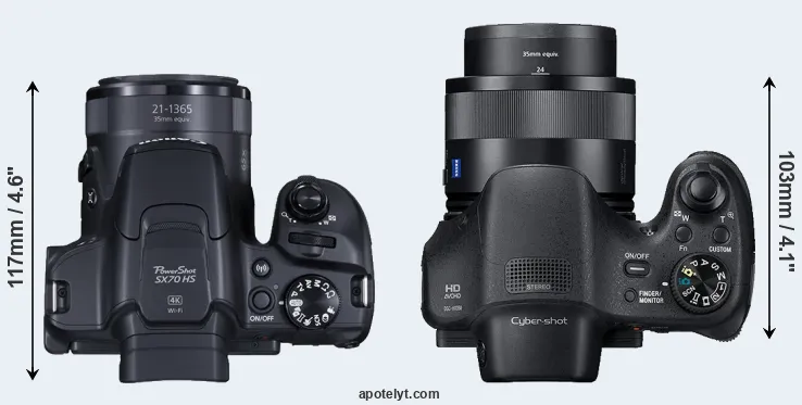 Compare SX70 versus HX350 top