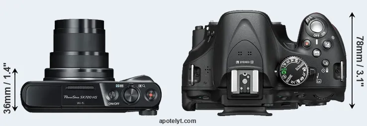 Compare SX720 versus D5200 top