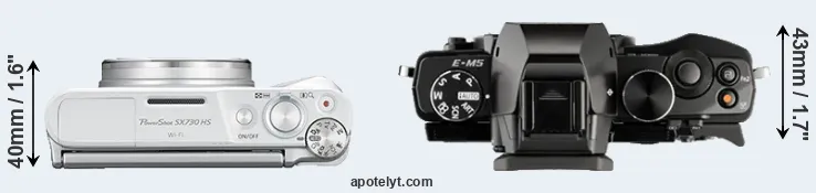 Compare SX730 versus E-M5 top