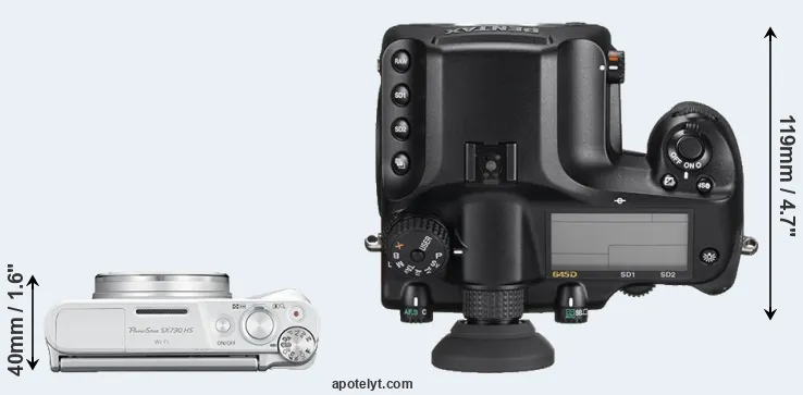 Compare SX730 versus 645D top