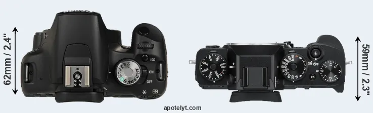 Compare T1i versus X-T3 top