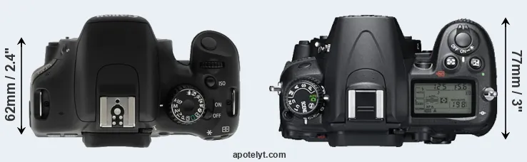 Compare T2i versus D7000 top