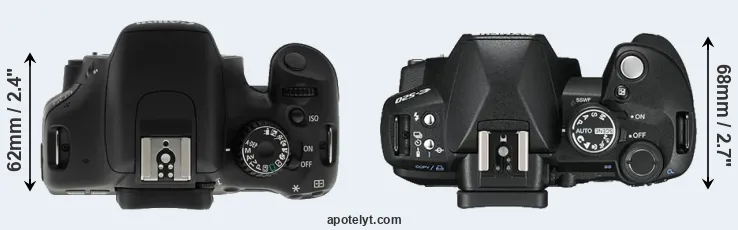 Compare T2i versus E-520 top