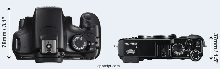 Compare T3 versus X-E2 top