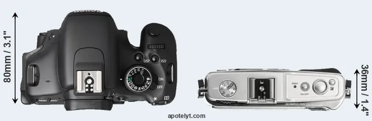 Compare T3i versus E-P1 top