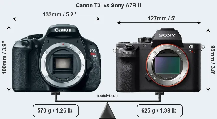 Size Canon T3i vs Sony A7R II
