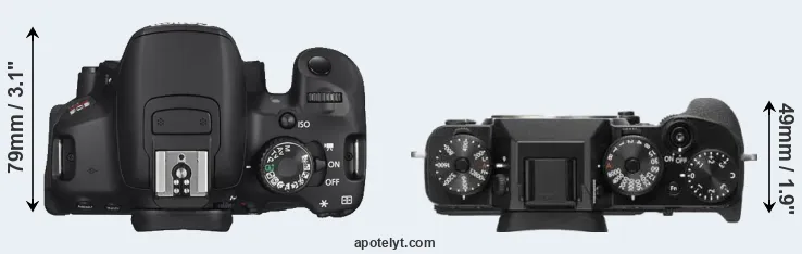 Compare T4i versus X-T2 top