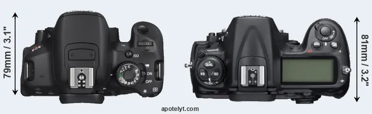 Compare T4i versus D300S top