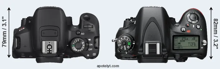 Compare T4i versus D610 top