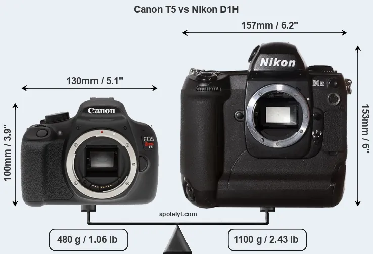 Size Canon T5 vs Nikon D1H