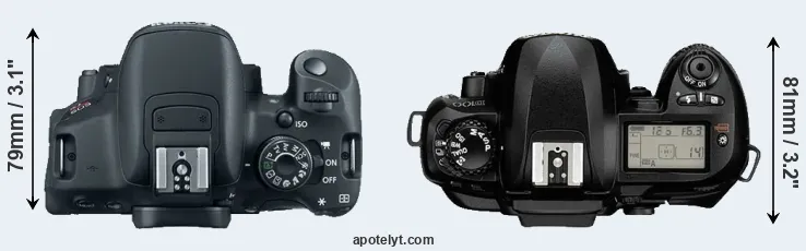 Compare T5i versus D100 top