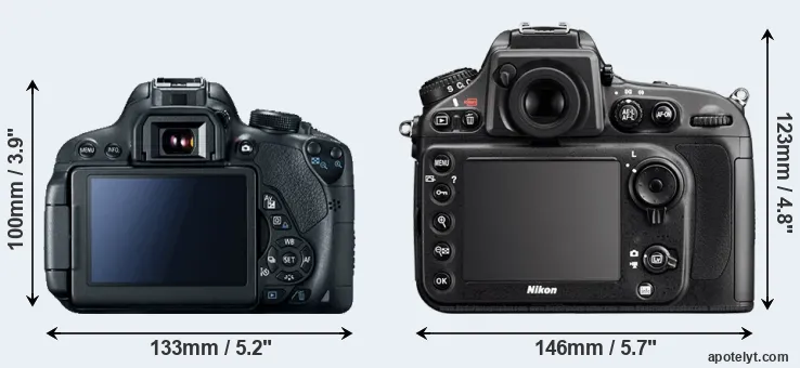 Comparison T5i or D800 rear