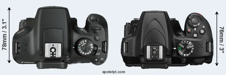 Compare T6 versus D3400 top