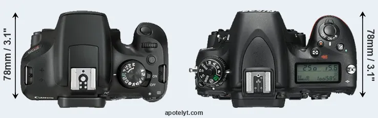 Compare T6 versus D750 top