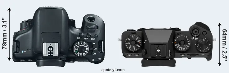 Compare T6i versus X-T5 top