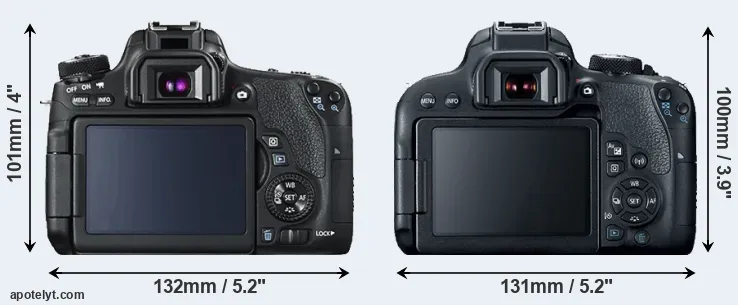 Comparison T6s or T7i rear