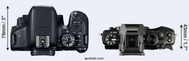 Compare T7i versus E-M5 top
