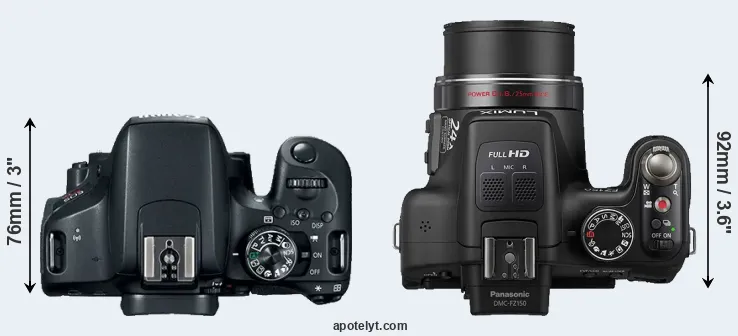 Compare T7i versus FZ150 top