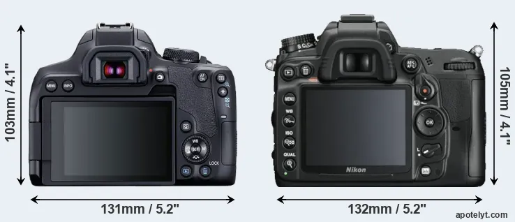 Comparison T8i or D7000 rear