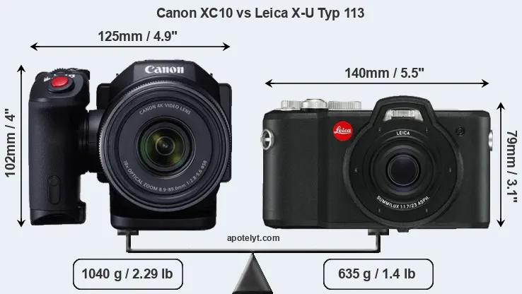 Size Canon XC10 vs Leica X-U Typ 113