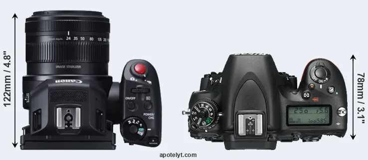 Compare XC10 versus D750 top